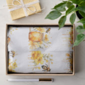 Floral Watercolor Summer Honey Bees Decoupage Seidenpapier (Geschenk)
