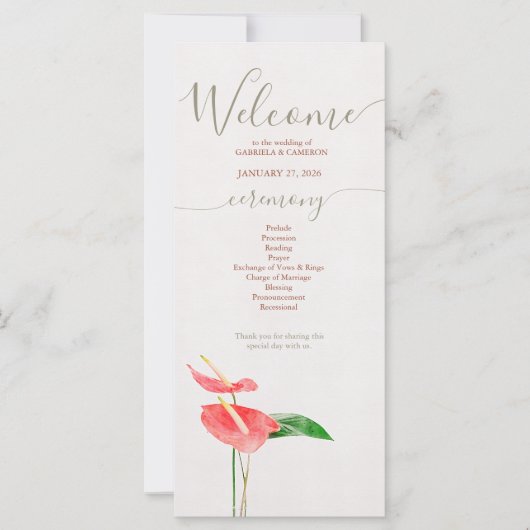 Floral Watercolor Tropical Laceleaf Wedding (Vorderseite)