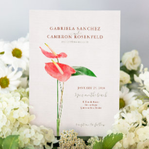 Floral Watercolor Tropical Laceleaf Wedding Einladung