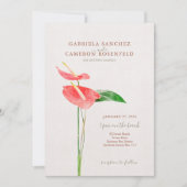 Floral Watercolor Tropical Laceleaf Wedding Einladung (Vorderseite)