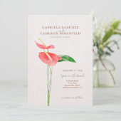 Floral Watercolor Tropical Laceleaf Wedding Einladung (Stehend Vorderseite)