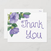 Floral Watercolor Vielen Dank Lila Blume Postkarte (Vorne/Hinten)