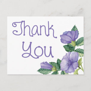 Floral Watercolor Vielen Dank Lila Blume Postkarte