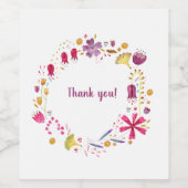 Floral Watercolor Vielen Dank Weinetikett (Einzelnes Label)