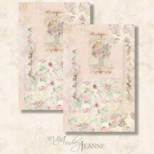 Floral Watercolor Vintage Pink Flowers Decoupage Seidenpapier