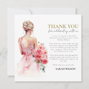 Floral Watercolor Wedding Brautparty Vielen Dank Einladung