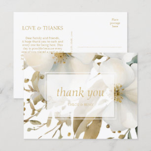 Floral Watercolor Wedding Vielen Dank Ankündigungspostkarte