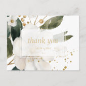 Floral Watercolor Wedding Vielen Dank Ankündigungspostkarte (Vorderseite)