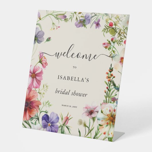 Floral Watercolor Welcome Bridal Shower Sign Sockelschild (Vorderseite)