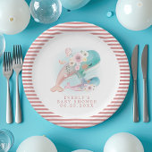 Floral Watercolor Whales Girl Babydusche Pappteller