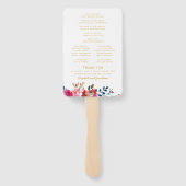 Floral Watercolor White Gold Hochzeitsprogramm Fächer (Rückseite)