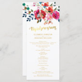 Floral Watercolor White Gold Hochzeitsprogramm Programm (Vorne/Hinten)