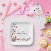 Floral Watercolor Wildflower Book Bridal Shower Pappteller (Party)
