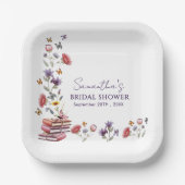 Floral Watercolor Wildflower Book Bridal Shower Pappteller (Vorderseite)