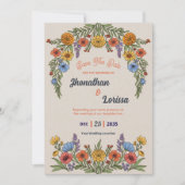 Floral Watercolor Wildflower Wedding Invitation Einladung (Vorderseite)