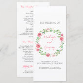 Floral Watercolor Wreath Elegante Hochzeitsprogram Programm (Vorne/Hinten)