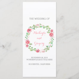 Floral Watercolor Wreath Elegante Hochzeitsprogram Programm