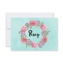 Floral Watercolor Wreath Wedding RSVP