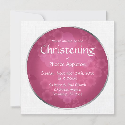 Floral Watermark Fuchsia Einladungen (Vorderseite)