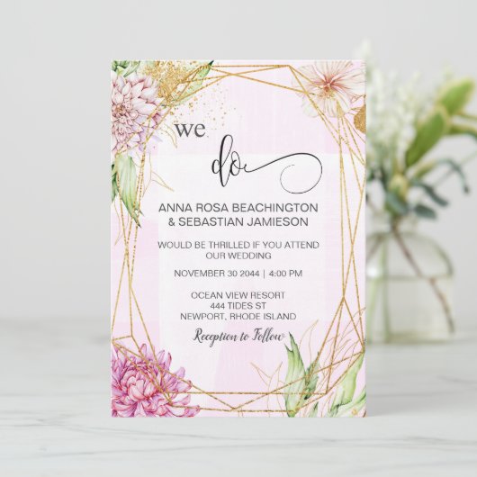 *~* Floral WE DO Geometric UAWG AR15 QR Hochzeit Einladung (Stehend Vorderseite)