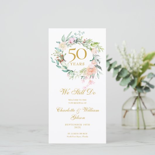 Floral we do Vow Renewal Anniversary Program (Stehend Vorderseite)