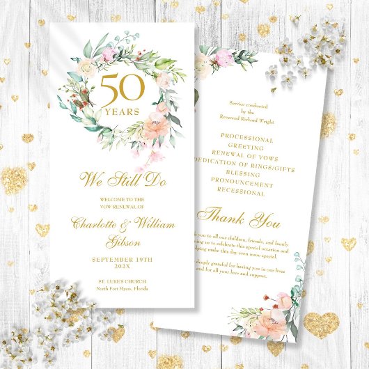 Floral we do Vow Renewal Anniversary Program