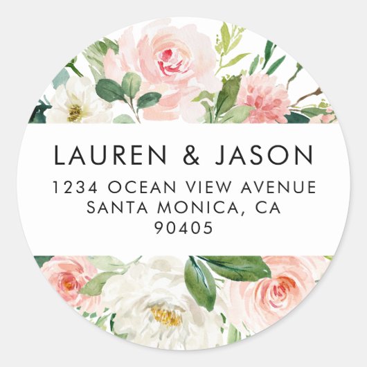 Floral Wedding Address Labels, Rustic, Boho Runder Aufkleber (Vorderseite)