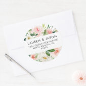 Floral Wedding Address Labels, Rustic, Boho Runder Aufkleber (Umschlag)