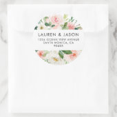 Floral Wedding Address Labels, Rustic, Boho Runder Aufkleber (Tasche)