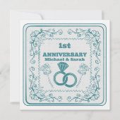 Floral wedding Anniversary Customizable year Einladung (Vorderseite)