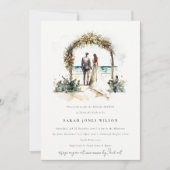 Floral Wedding Arch Beach Seascape Brautparty Einladung (Vorderseite)