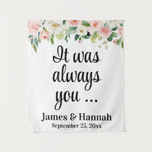 Floral Wedding Backdrop Empfang Foto Messestand Wandteppich (Vorderseite)