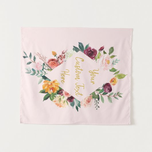 Floral Wedding Backdrop Empfang Foto Messestand Wandteppich (Vorderseite (Horizontal))