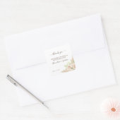 Floral Wedding Danke Square Sticker (Umschlag)