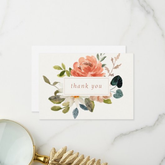 Floral Wedding Danke White & Ivory Card (Vorderseite/Rückseite Beispiel)