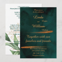 Floral Wedding Deep Sea Dark Green & Gold