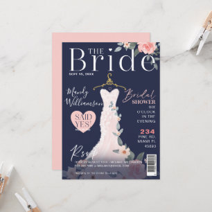 Floral Wedding Dress Brautparty Magazine Cover Einladung