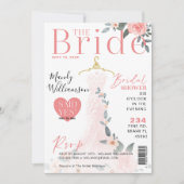 Floral Wedding Dress Brautparty Magazine Cover Einladung (Vorderseite)