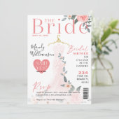 Floral Wedding Dress Brautparty Magazine Cover Einladung (Stehend Vorderseite)
