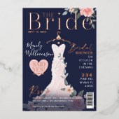 Floral Wedding Dress Brautparty Titelblatt Folieneinladung (Vorderseite)