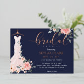 Floral Wedding Dress Navy Brautparty Folieneinladung (Stehend vorne)