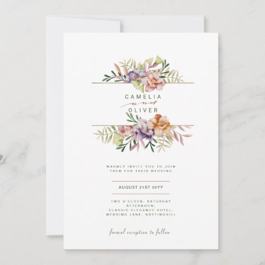 Floral Wedding Einladung BOHO Wildblumen Digital (Vorderseite)