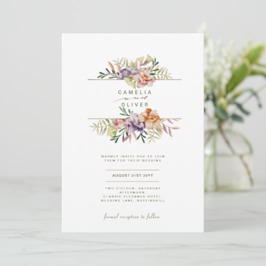Floral Wedding Einladung BOHO Wildblumen Digital (Stehend Vorderseite)