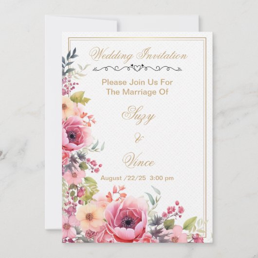 Floral Wedding Einladung Save the Date Karte (Vorderseite)