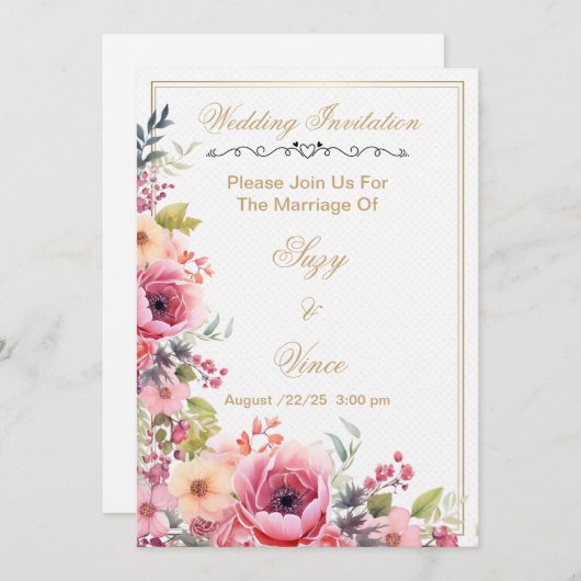 Floral Wedding Einladung Save the Date Karte (Vorne/Hinten)