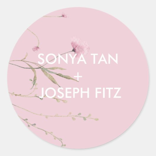 Floral Wedding Einladung Umschlag Square Classic R Runder Aufkleber (Vorderseite)