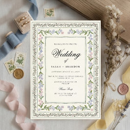Floral Wedding Elegant Botanical Border Vintage Einladung