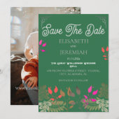 Floral Wedding Foto Ankündigung Datum freihalten (Vorne/Hinten)