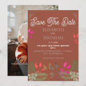 Floral Wedding Foto Ankündigung Datum freihalten (Vorne/Hinten)