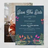 Floral Wedding Foto Ankündigung Datum freihalten (Vorne/Hinten)